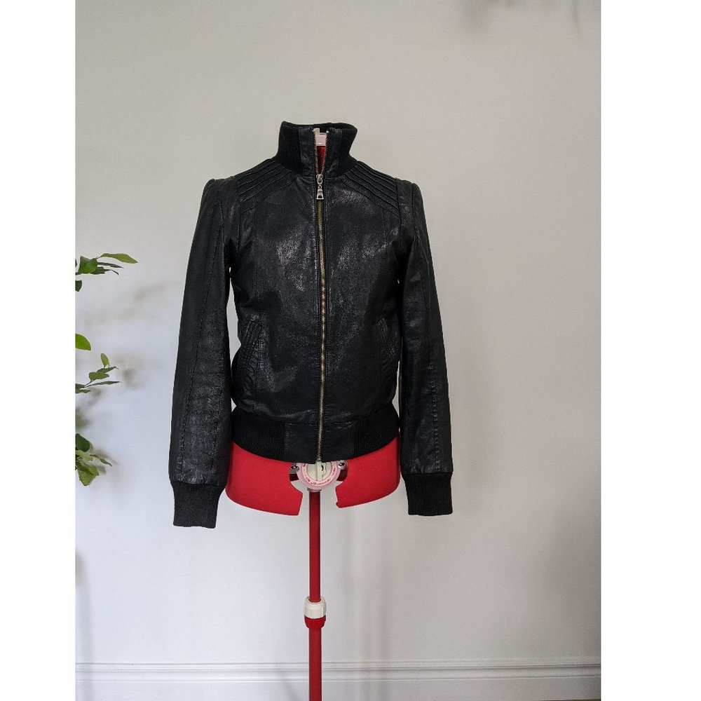 Danier Leather - black leather bomber jacket